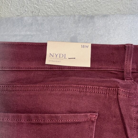 NYDJ Marilyn Straight Plum Purple Jeans Women's Sz 18W High Rise Lift Tuck NWT - Picture 13 of 14